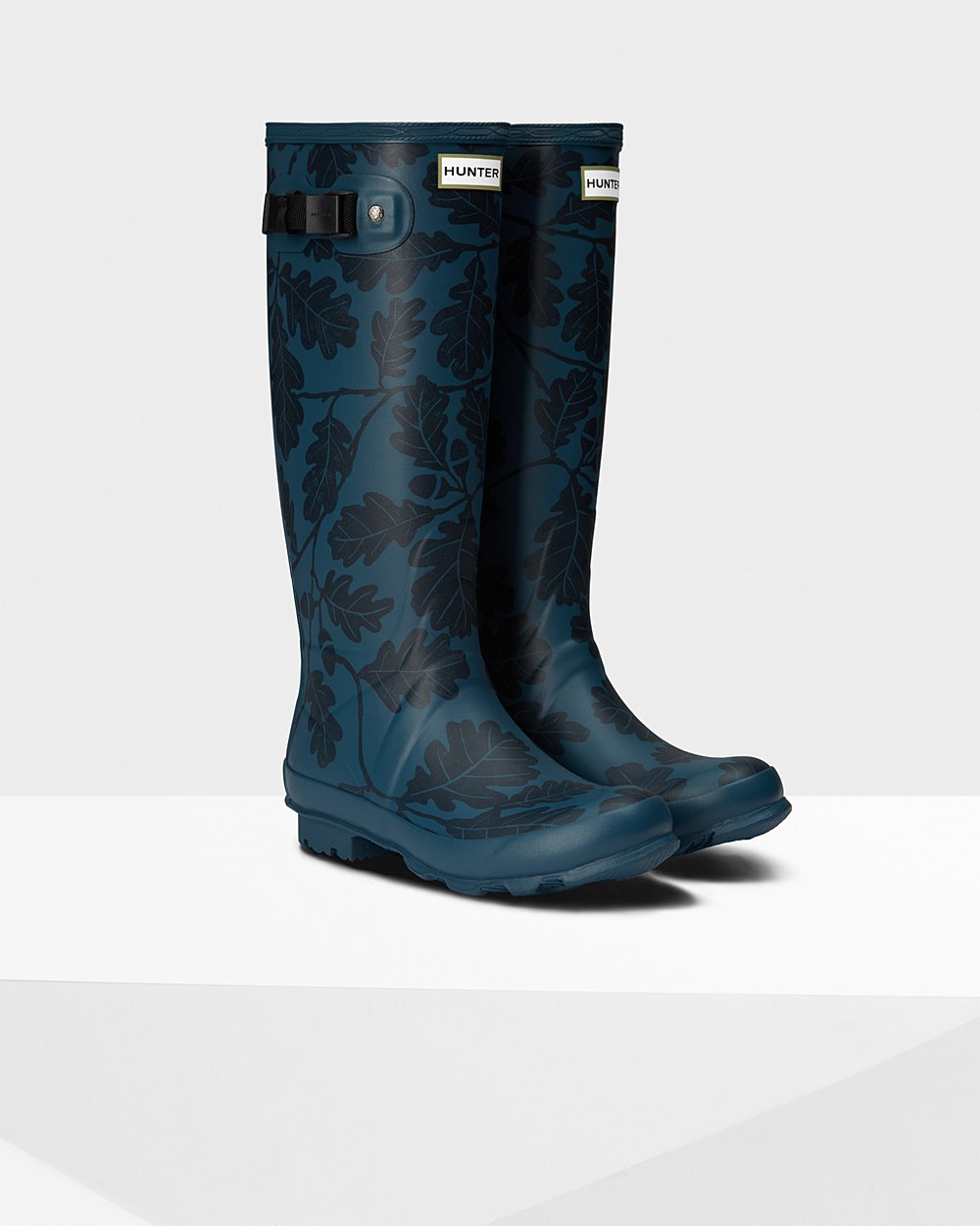 Botas de Lluvia Altas Hunter Mujer - National Trust Print Norris Field - Azules - QBIPTZY-24